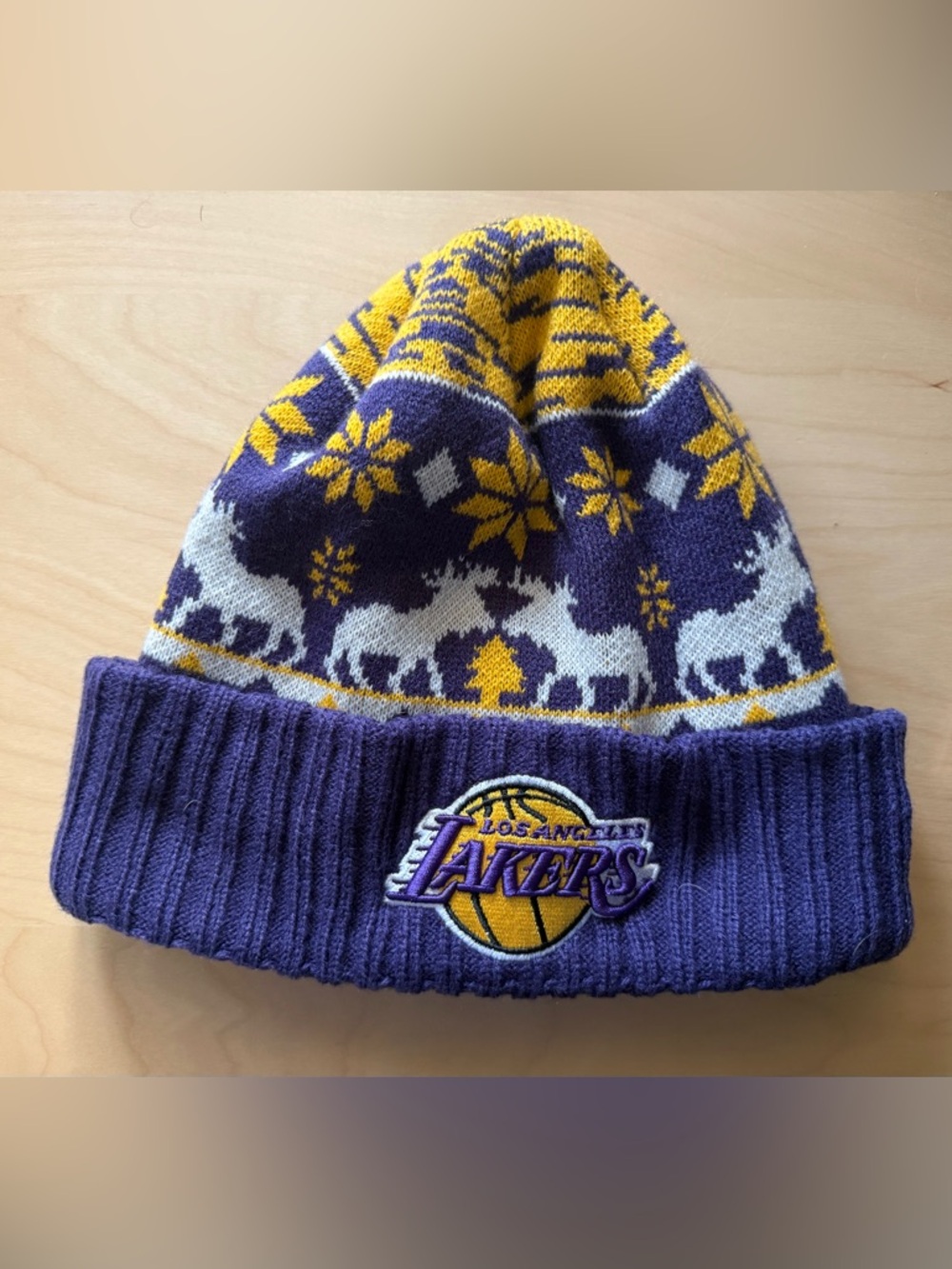 Los Angeles Lakers Kids Purple & Gold Knit Cuff Beanie